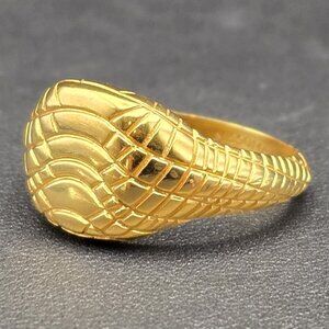 Missoma 18k Gold Plated Serpent Textured Signet Ring Size 10